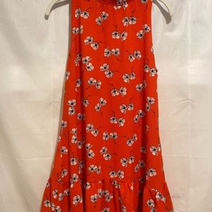 Bright orange dress with flowers